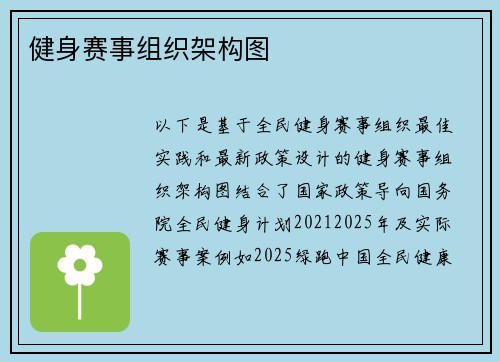 健身赛事组织架构图